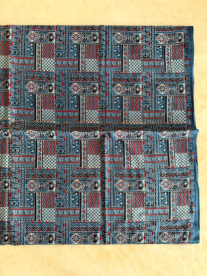 Ajrakh Suit Set with Appliqué Patchwork Dupatta