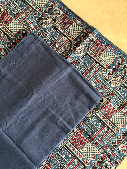 Ajrakh Suit Set with Appliqué Patchwork Dupatta