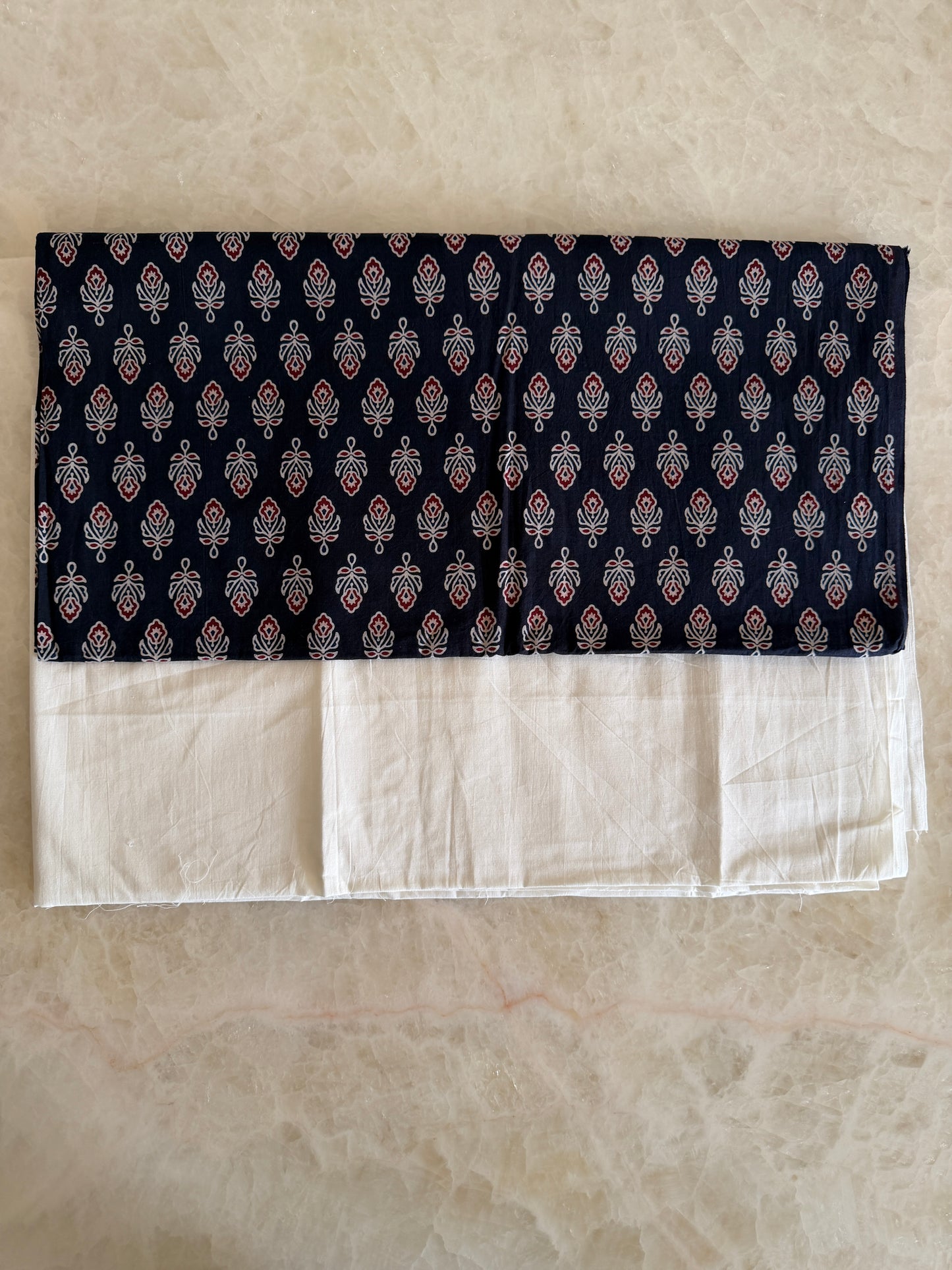 Ajrakh Suit Set with Appliqué Patchwork Dupatta