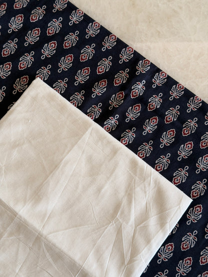 Ajrakh Suit Set with Appliqué Patchwork Dupatta