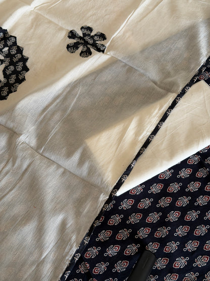 Ajrakh Suit Set with Appliqué Patchwork Dupatta