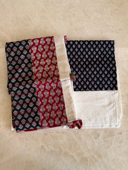 Ajrakh Suit Set with Appliqué Patchwork Dupatta