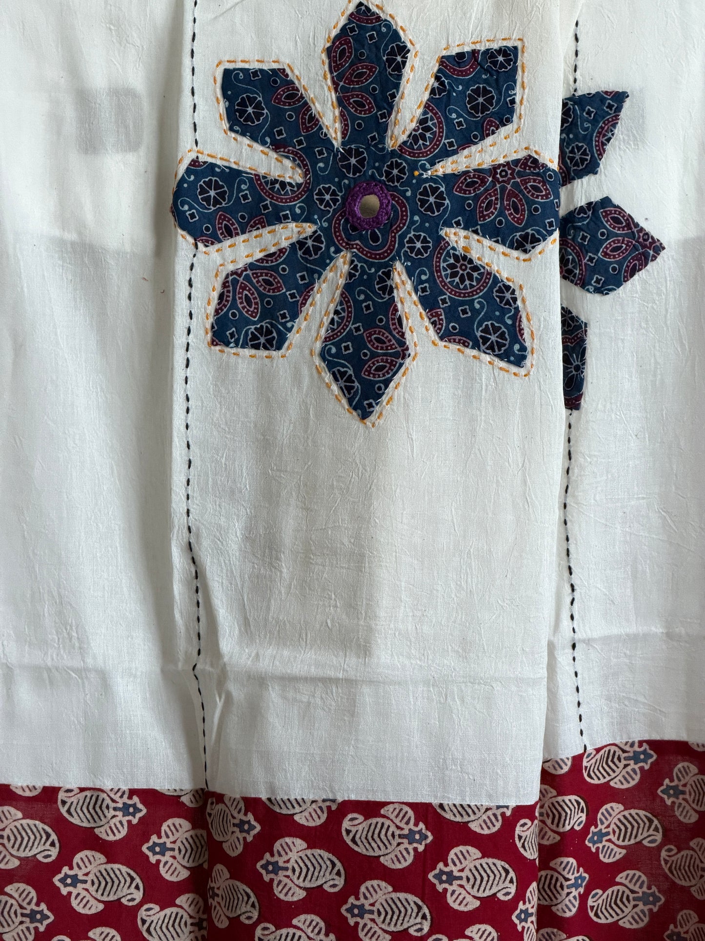 Ajrakh Suit Set with Appliqué Patchwork Dupatta