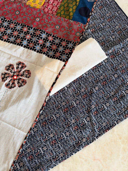 Ajrakh Suit Set with Appliqué Patchwork Dupatta