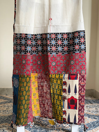Ajrakh Suit Set with Appliqué Patchwork Dupatta