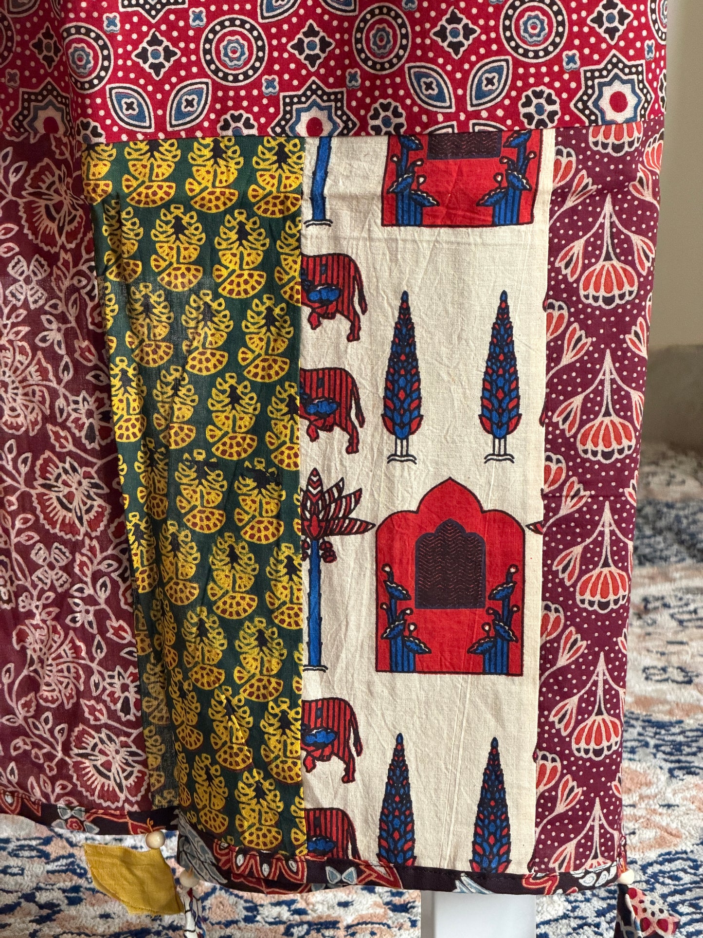 Ajrakh Suit Set with Appliqué Patchwork Dupatta
