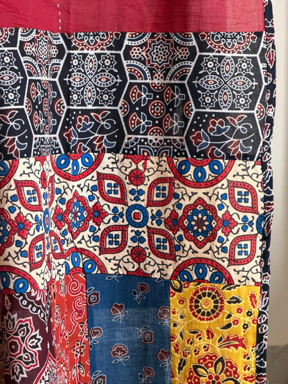 Ajrakh Suit Set with Appliqué Patchwork Dupatta