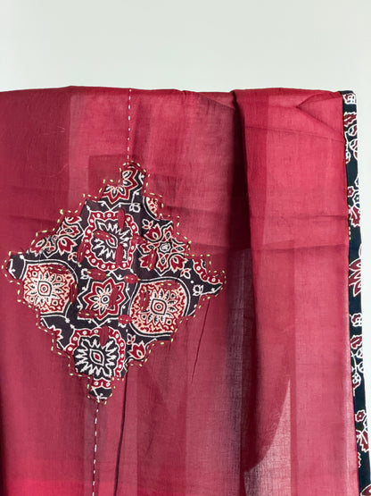 Ajrakh Suit Set with Appliqué Patchwork Dupatta