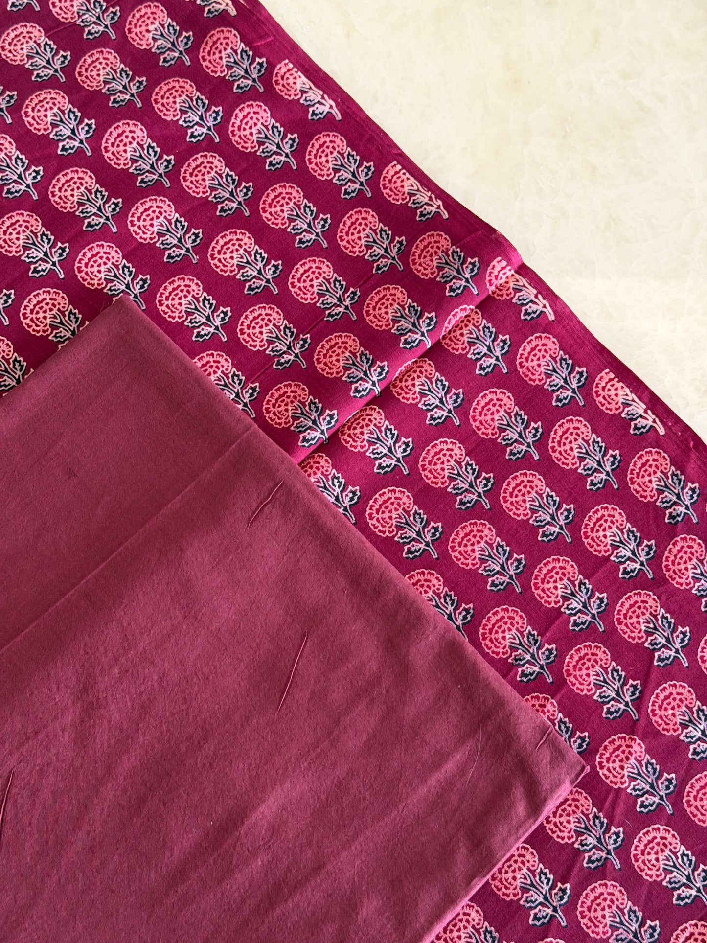 Ajrakh Suit Set with Appliqué Patchwork Dupatta