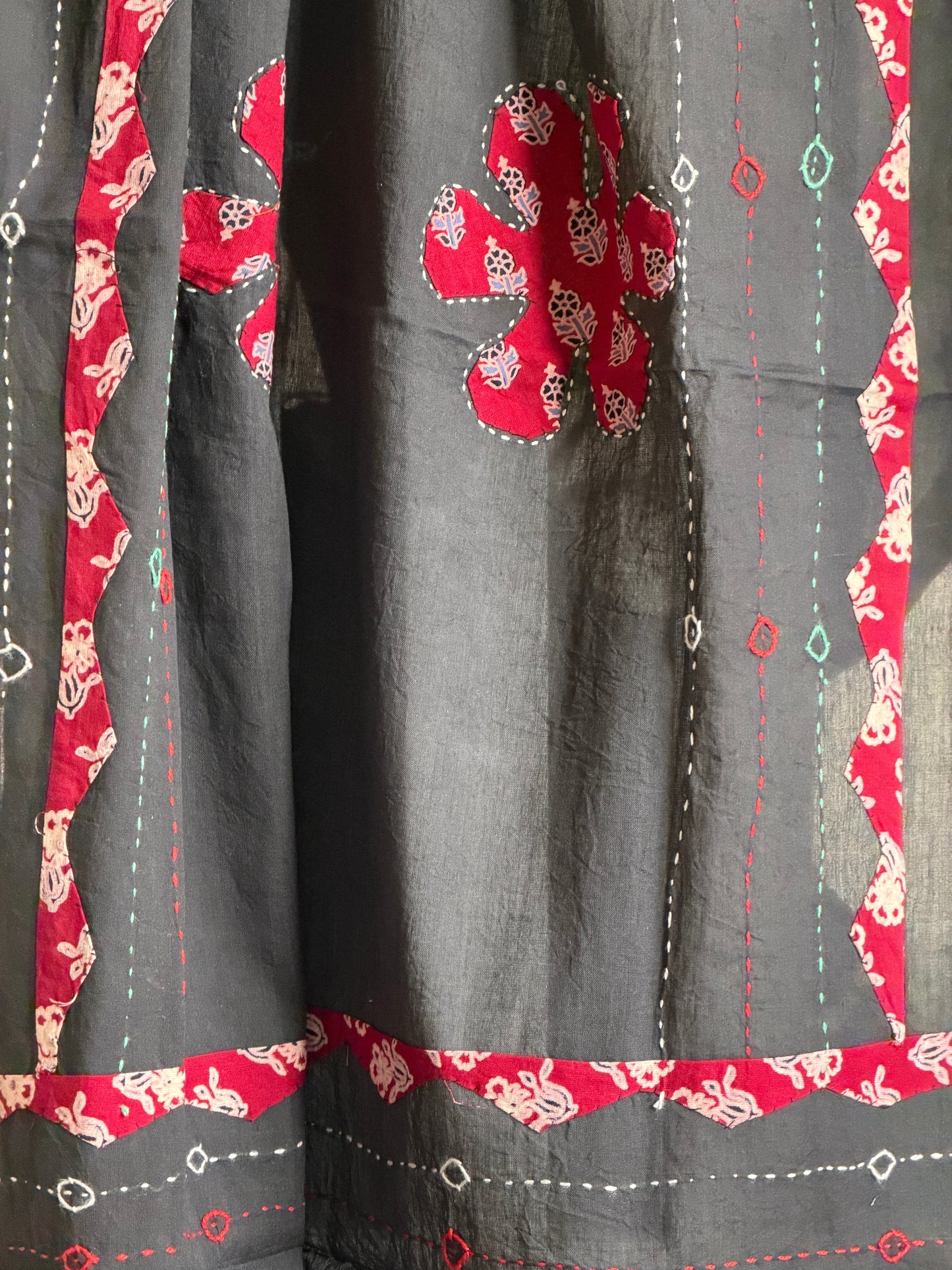 Ajrakh Suit Set with Appliqué Patchwork Dupatta