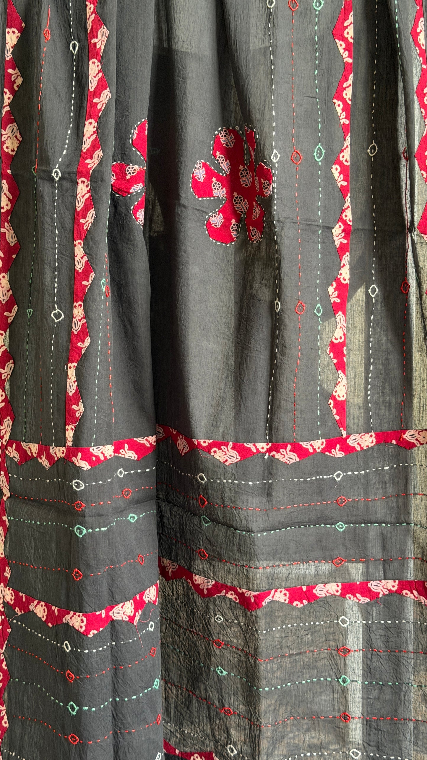 Ajrakh Suit Set with Appliqué Patchwork Dupatta