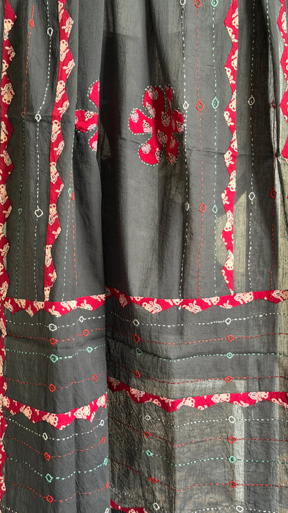 Ajrakh Suit Set with Appliqué Patchwork Dupatta