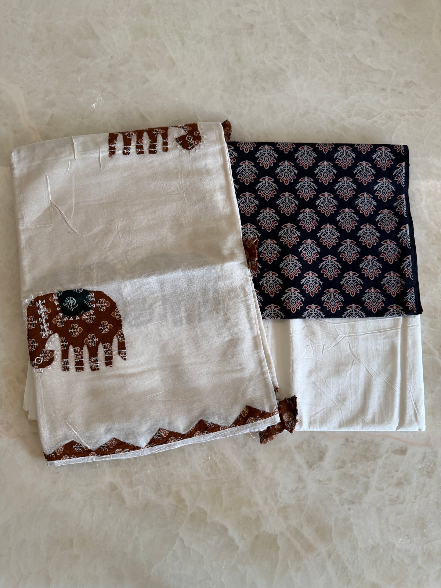 Ajrakh Suit Set with Appliqué Patchwork Dupatta