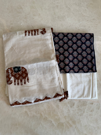 Ajrakh Suit Set with Appliqué Patchwork Dupatta