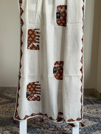 Ajrakh Suit Set with Appliqué Patchwork Dupatta