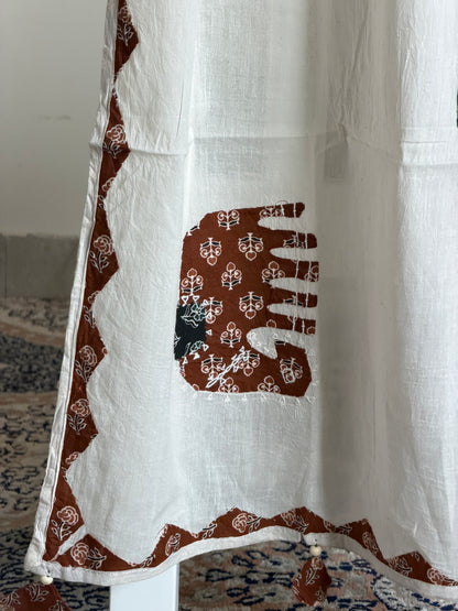 Ajrakh Suit Set with Appliqué Patchwork Dupatta