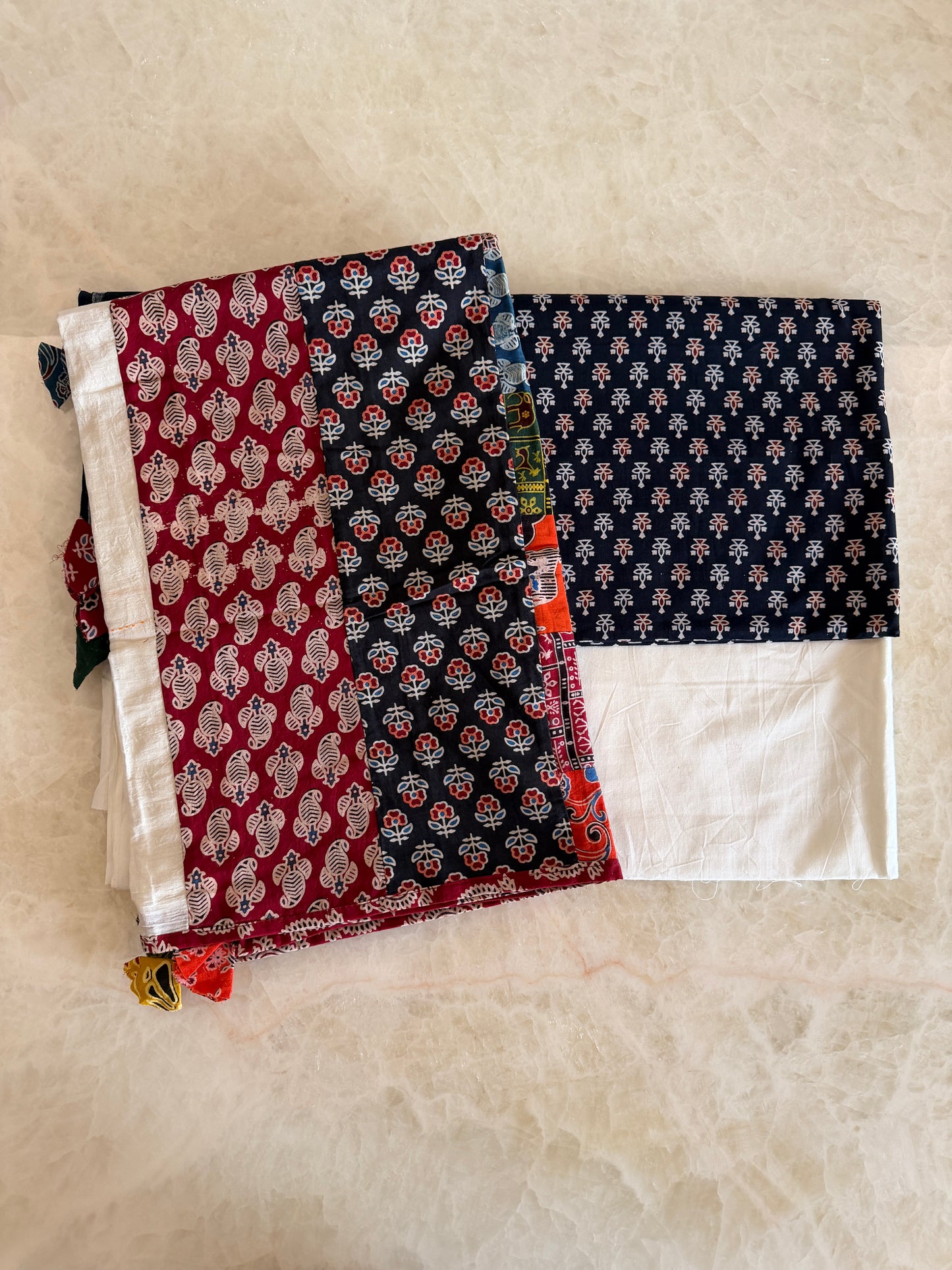 Ajrakh Suit Set with Appliqué Patchwork Dupatta