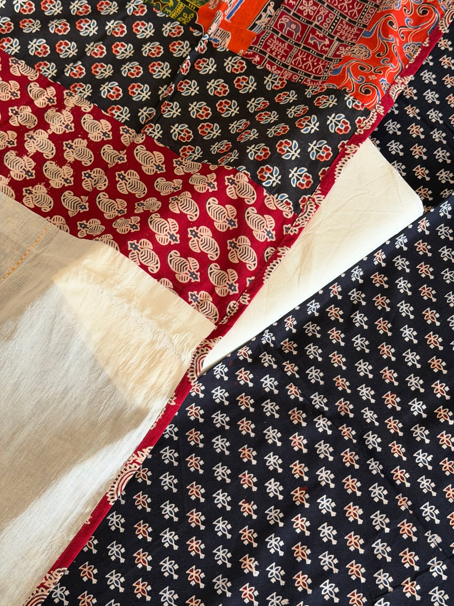 Ajrakh Suit Set with Appliqué Patchwork Dupatta