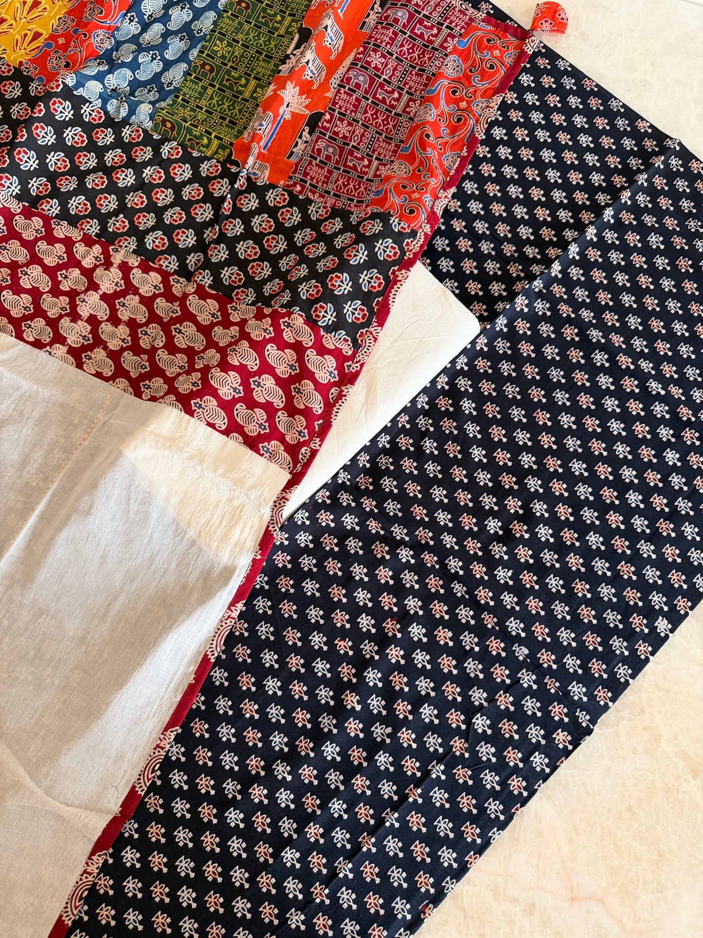 Ajrakh Suit Set with Appliqué Patchwork Dupatta