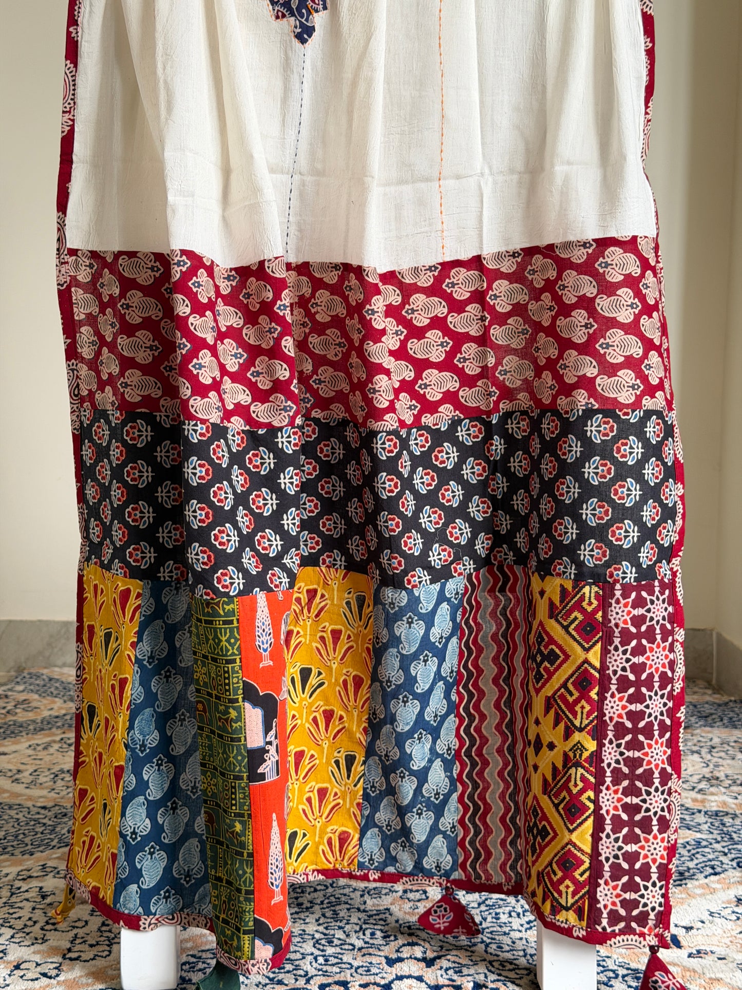 Ajrakh Suit Set with Appliqué Patchwork Dupatta