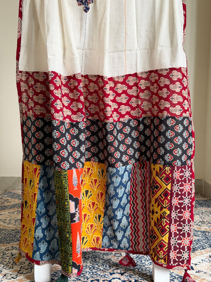 Ajrakh Suit Set with Appliqué Patchwork Dupatta