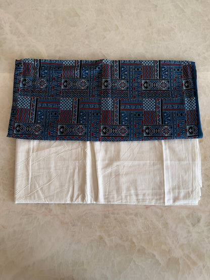 Ajrakh Suit Set with Appliqué Patchwork Dupatta