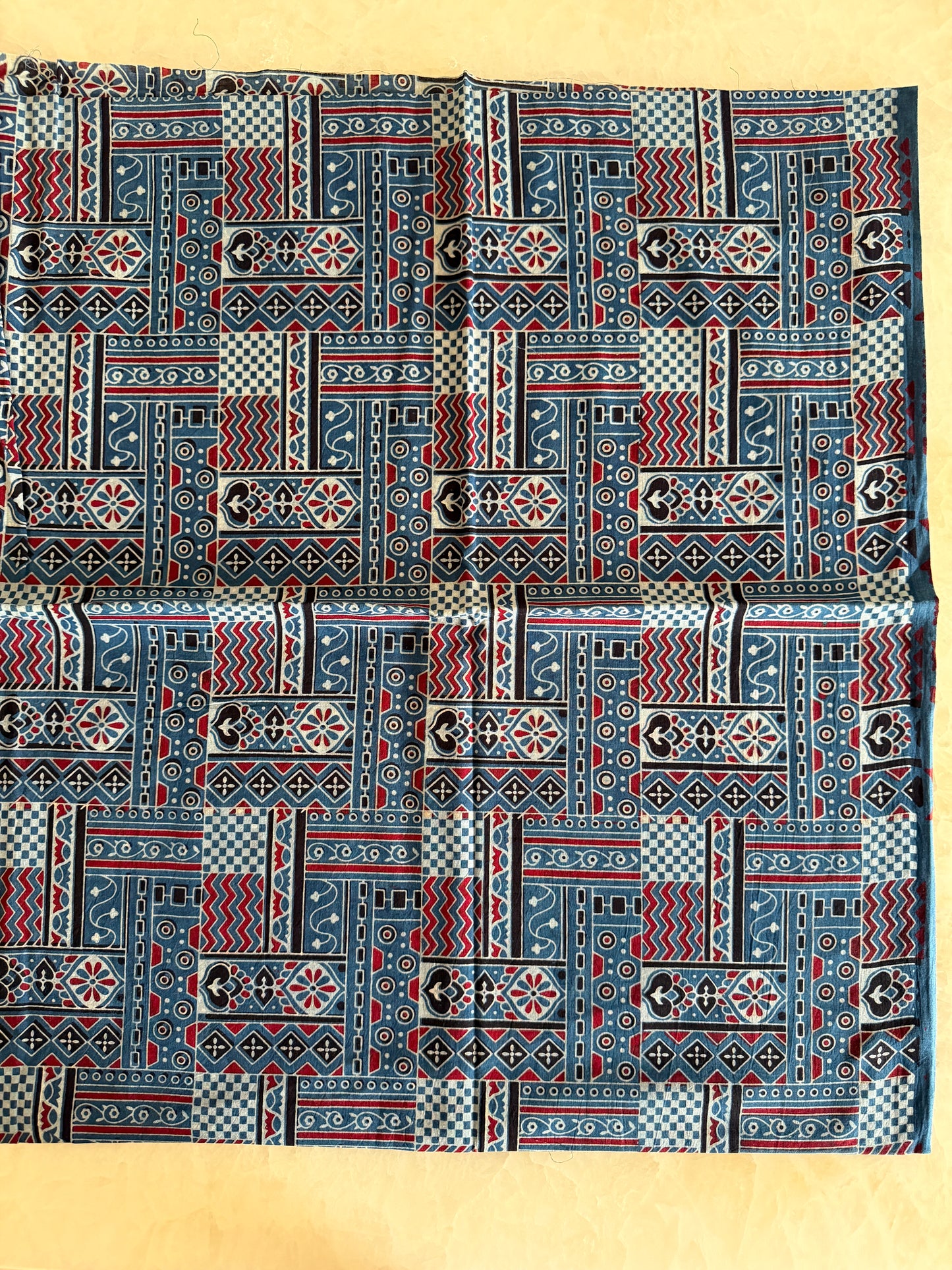 Ajrakh Suit Set with Appliqué Patchwork Dupatta