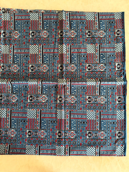 Ajrakh Suit Set with Appliqué Patchwork Dupatta