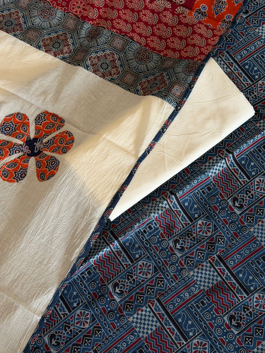 Ajrakh Suit Set with Appliqué Patchwork Dupatta