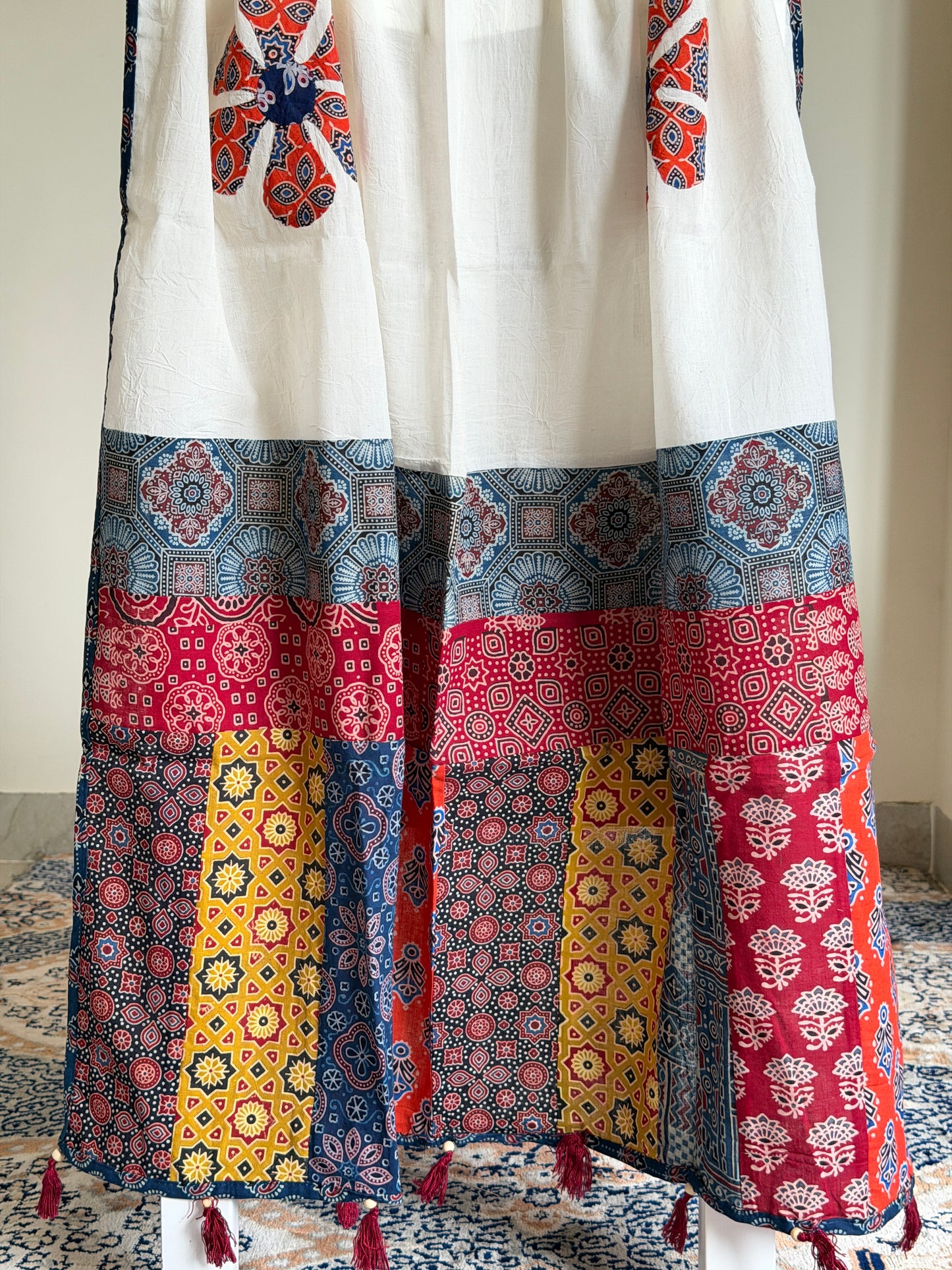 Ajrakh Suit Set with Appliqué Patchwork Dupatta