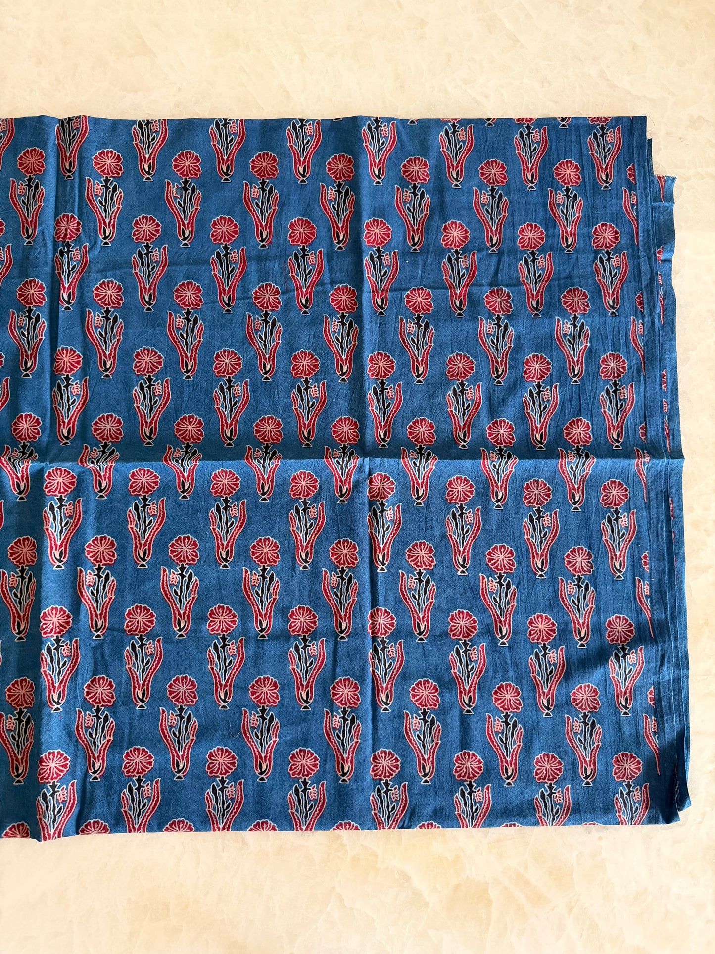 Ajrakh Suit Set with Appliqué Patchwork Dupatta