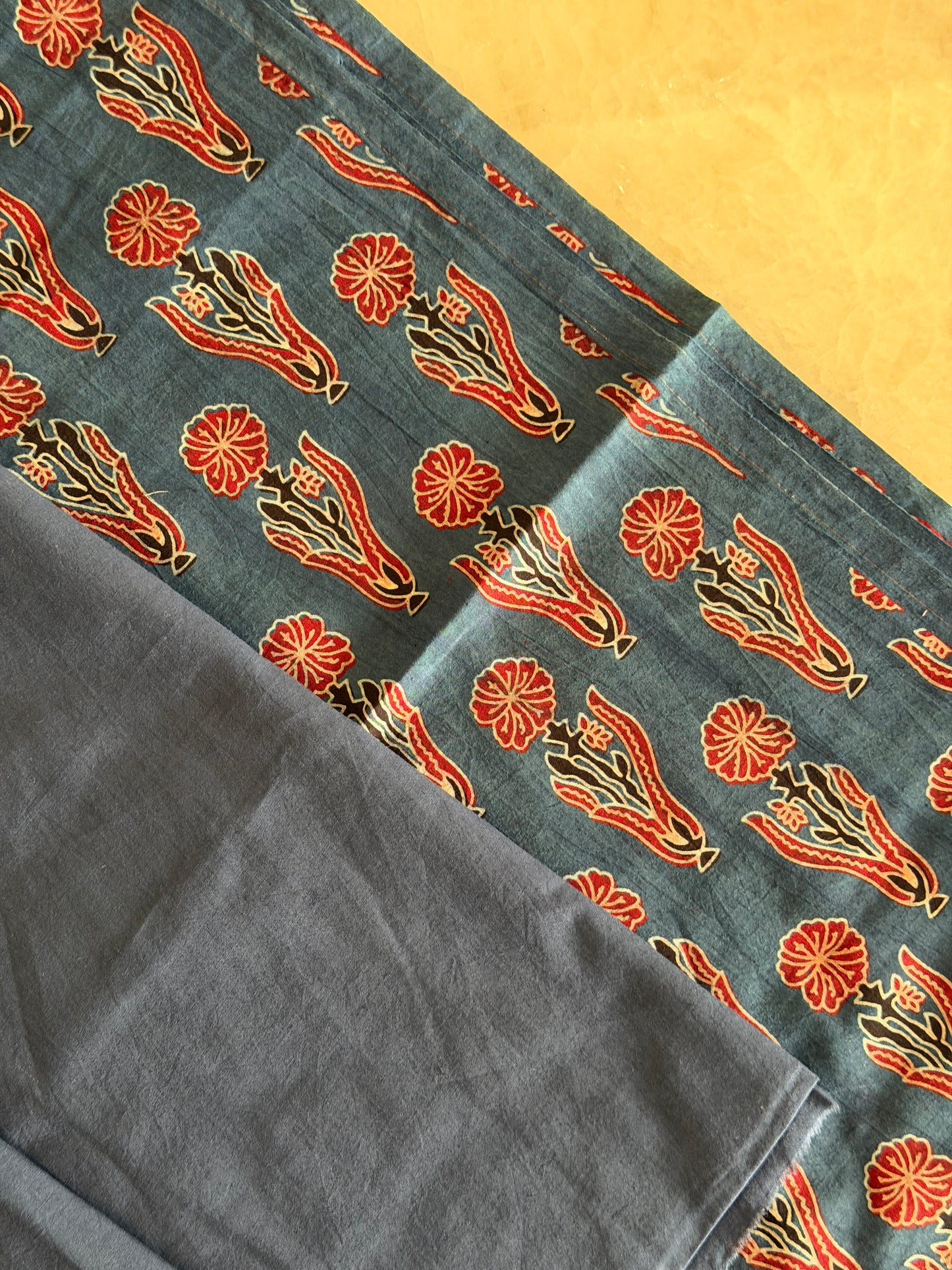Ajrakh Suit Set with Appliqué Patchwork Dupatta