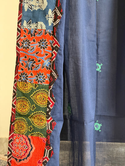 Ajrakh Suit Set with Appliqué Patchwork Dupatta