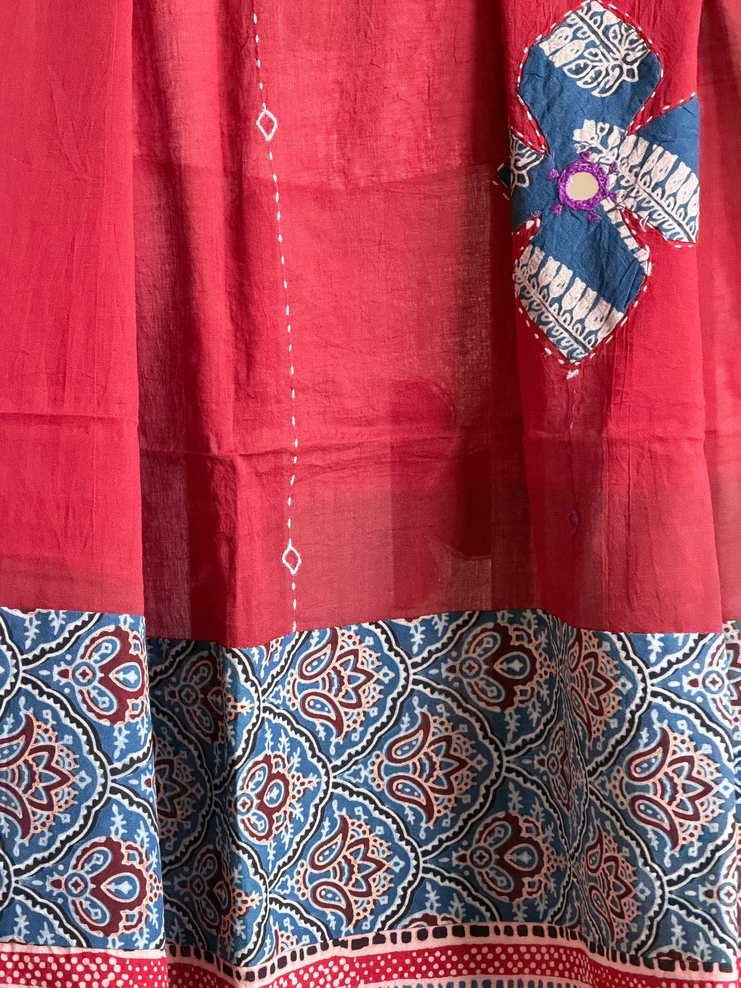 Ajrakh Suit Set with Appliqué Patchwork Dupatta