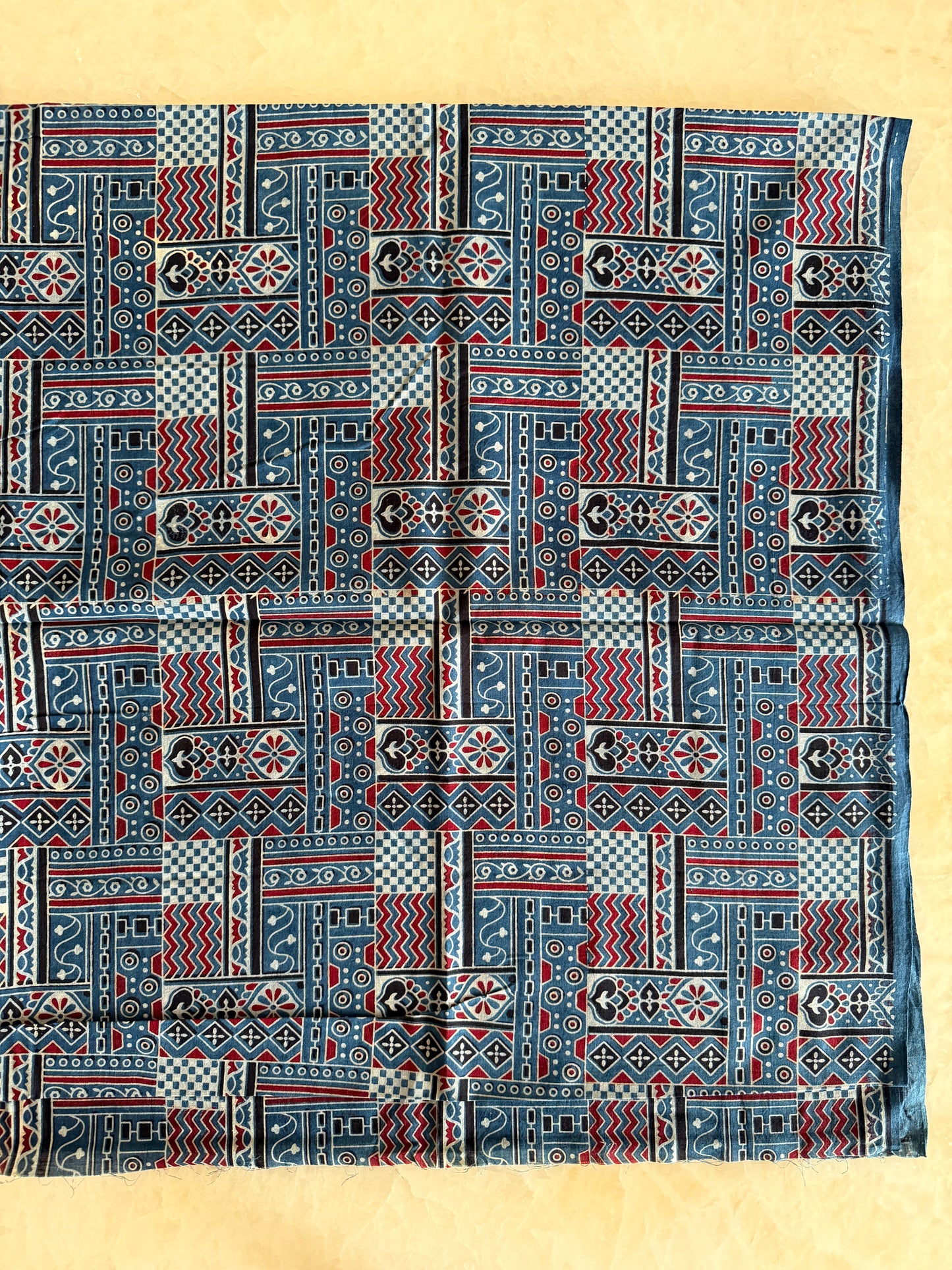 Ajrakh Suit Set with Appliqué Patchwork Dupatta