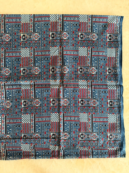 Ajrakh Suit Set with Appliqué Patchwork Dupatta
