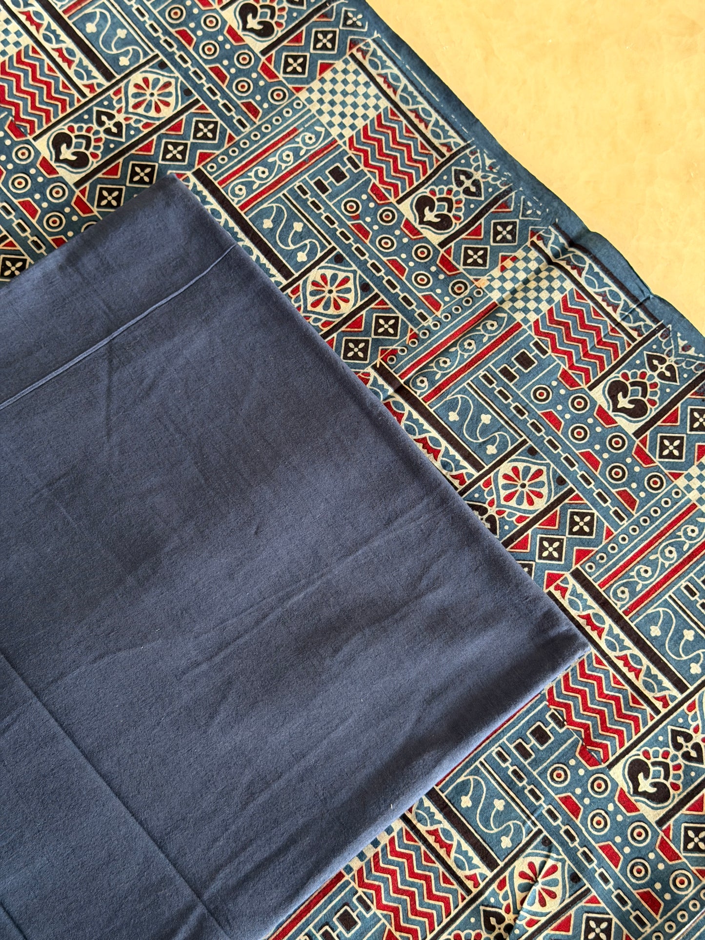 Ajrakh Suit Set with Appliqué Patchwork Dupatta