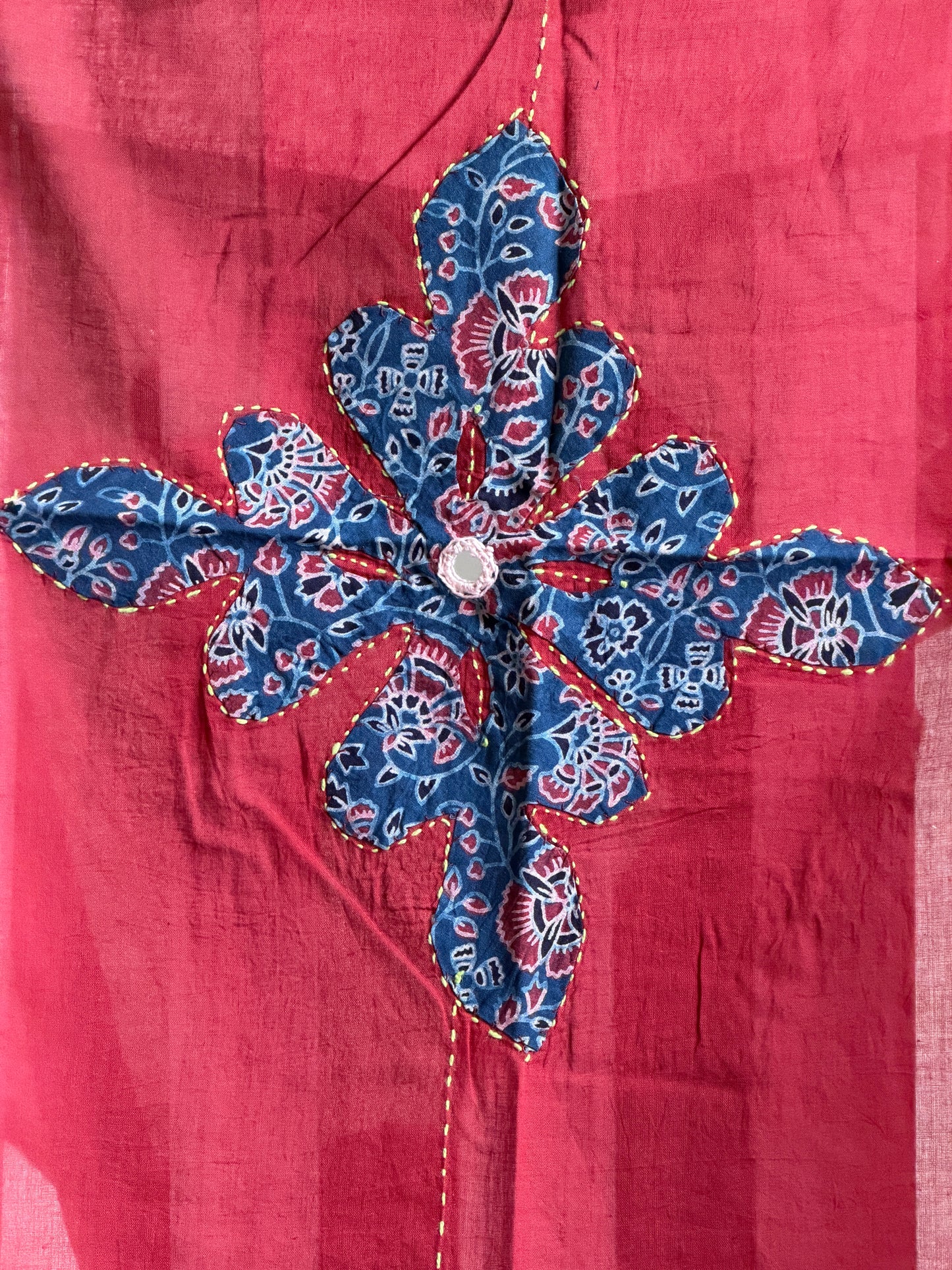 Ajrakh Suit Set with Appliqué Patchwork Dupatta