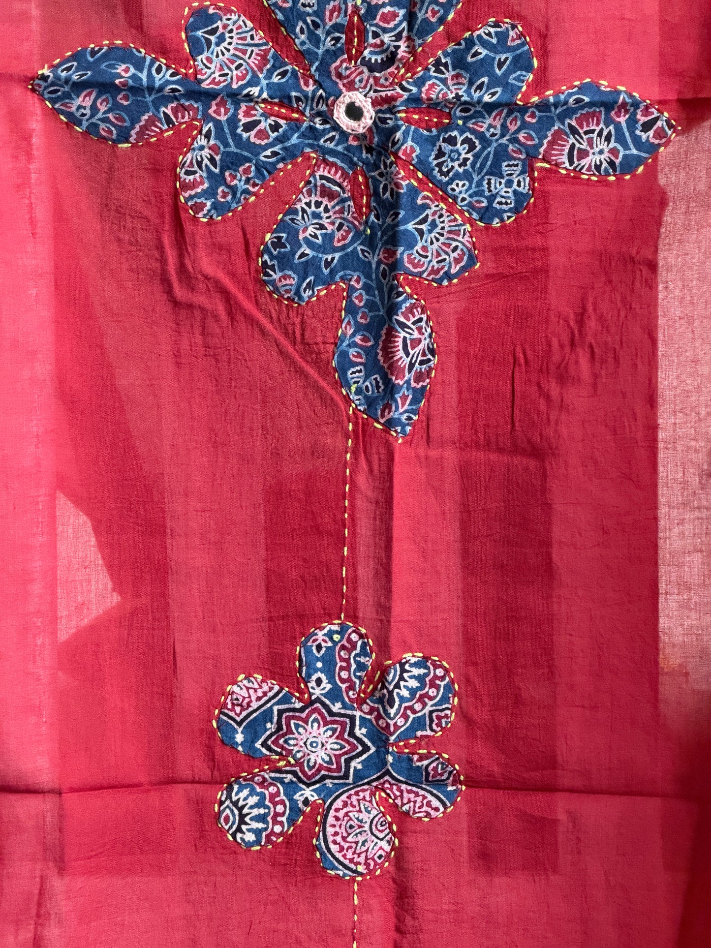 Ajrakh Suit Set with Appliqué Patchwork Dupatta