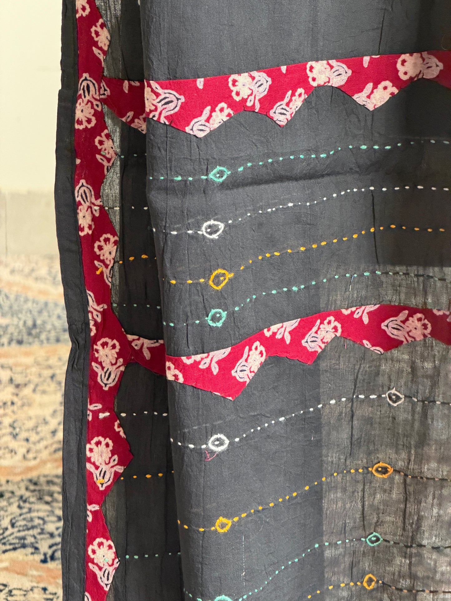 Ajrakh Suit Set with Appliqué Patchwork Dupatta