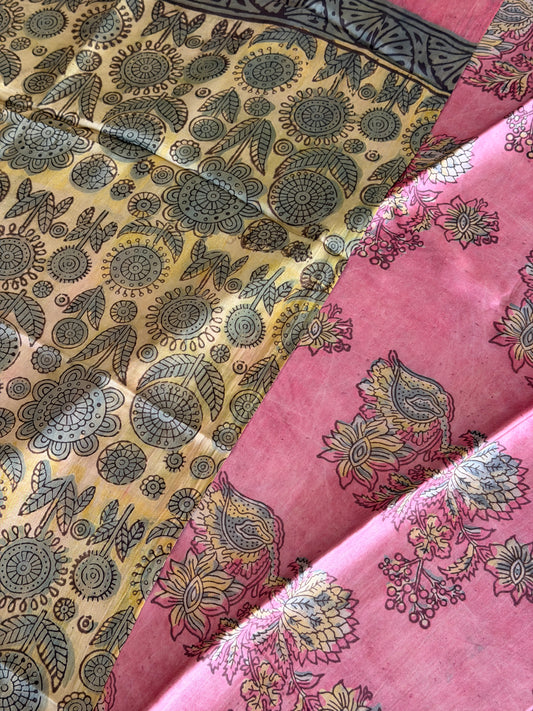 Tussar Modal Silk Suit Set with Nashpal Print