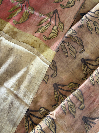 Tussar Modal Silk Suit Set with Nashpal Print