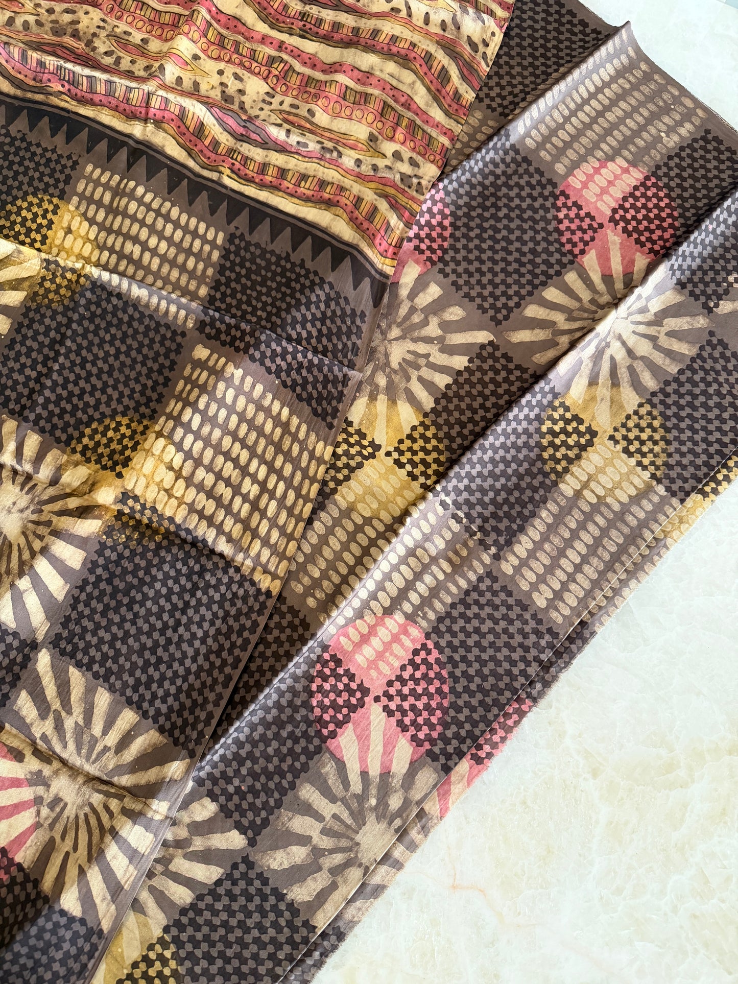 Tussar Modal Silk Suit Set with Nashpal Print