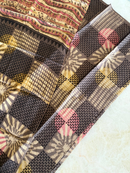 Tussar Modal Silk Suit Set with Nashpal Print