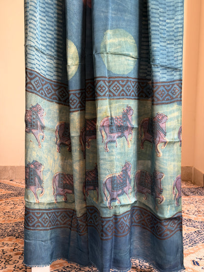 Tussar Modal Silk Suit Set with Nashpal Print