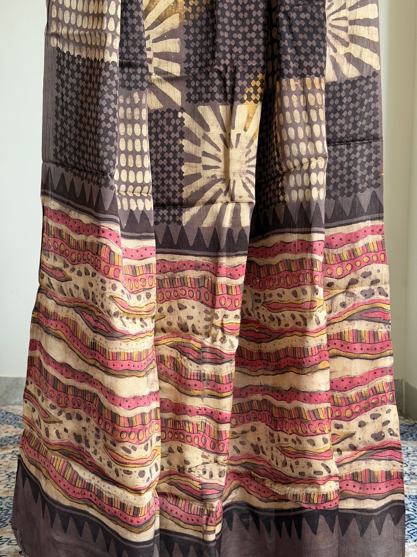Tussar Modal Silk Suit Set with Nashpal Print