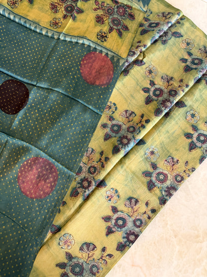 Tussar Modal Silk Suit Set with Nashpal Print
