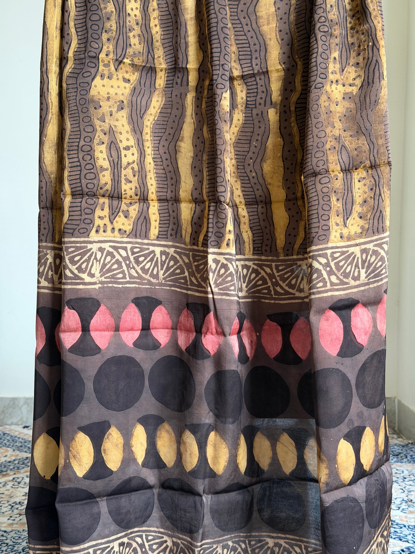 Tussar Modal Silk Suit Set with Nashpal Print