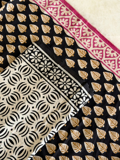 Pure Cotton Hand Block Printed Suit Set with Mulmul Dupatta