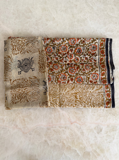 Pure Cotton Hand Block Printed Suit Set with Chiffon Dupatta
